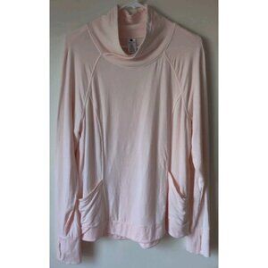 Yogalicious Women's Cowl Neck Envelope Hem Long Sleeve Top Ballerina Pink Size L